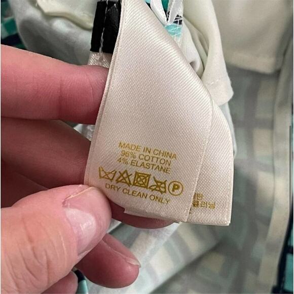 Kate Spade Spring Teal Grid Mid Rise Ankle Crop Pants - Picture 7 of 10